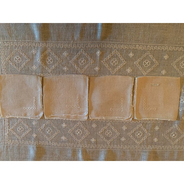 Irish Linen Tablecloth & Napkins - Set of 5 For Sale - Image 12 of 12