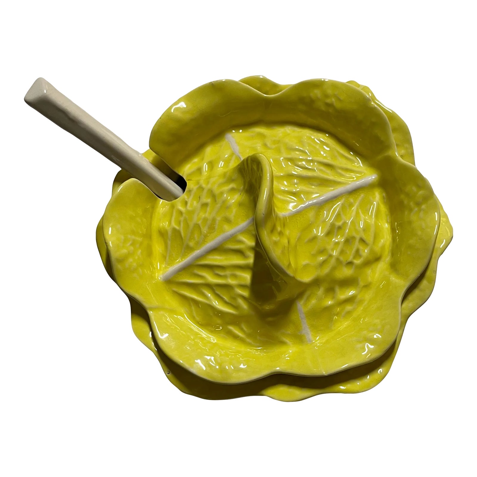 Mid 20th Century Vintage Secla Portuguese Yellow Cabbage Leaf Soup