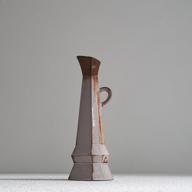 Cubist Studio Pottery Pitcher Vase, 1950s For Sale - Image 4 of 15