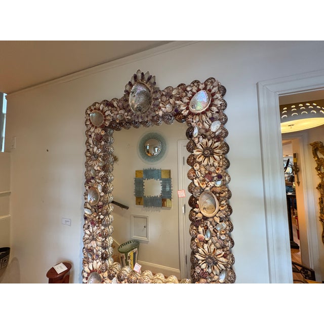French 1960s French Modern Seashell, Amethyst and Rock Crystal Mirror For Sale - Image 3 of 11