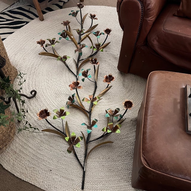 Metal Art Sculpture Floral and Leaves, Set For Sale - Image 10 of 12