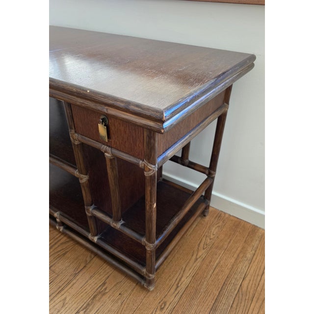 1970s MCM 70's Era McGuire Faux Bamboo Bar Cart For Sale - Image 5 of 15
