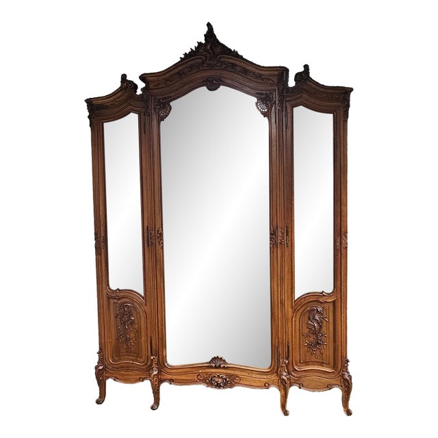 Late 19th Century French Armoire, Rococo, Louis XV Style, Mirrored Doors For Sale