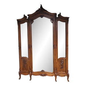 Late 19th Century French Armoire, Rococo, Louis XV Style, Mirrored Doors