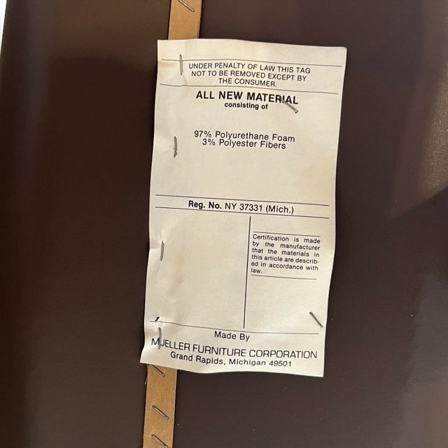 Brown Leather and Brass Propeller Base Arm Chairs by Mueller Furniture For Sale - Image 11 of 12