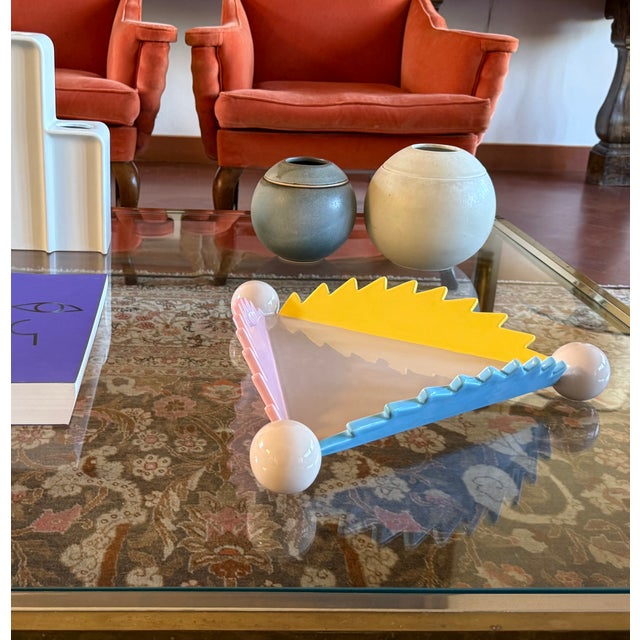 Postmodern Ceramic Centerpiece / Vide Poche Mod. "Parana" 1st Edition, Masanori Umeda, Memphis Milan Italy 1983 For Sale - Image 11 of 16
