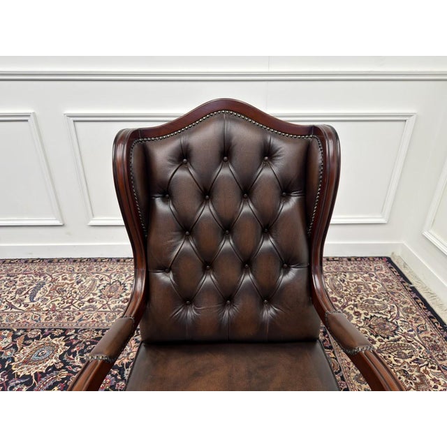 Large English Chesterfield Office Chair For Sale - Image 5 of 8