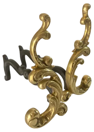 19th Century Black and Gold Color Steel and Bronze Andirons, France