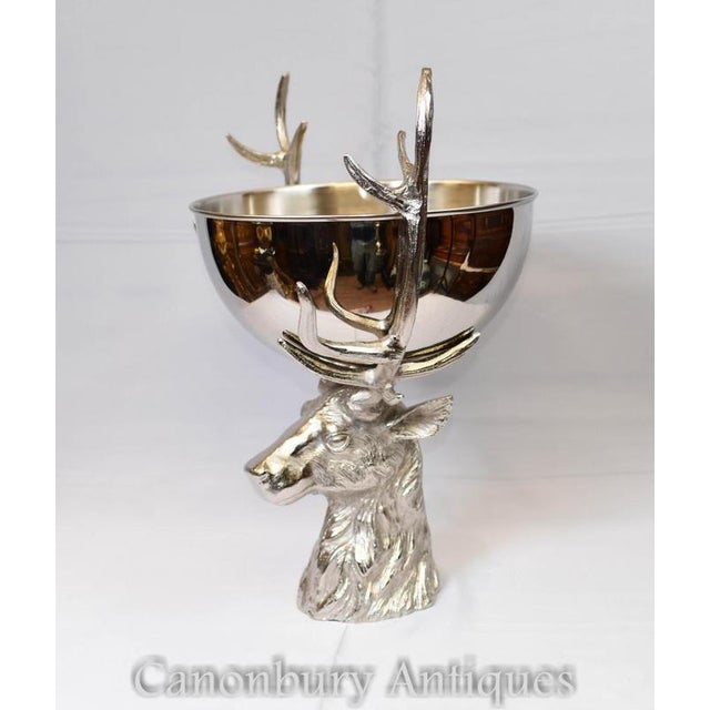 Metal Silver-Plated Stag Champagne Cooler For Sale - Image 7 of 9