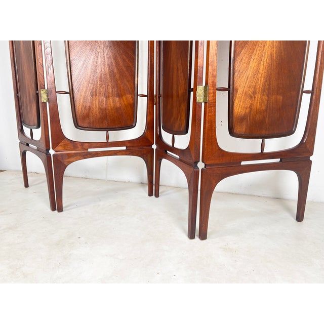 1960s C. 1960s Modernist Danish Teak Four Panel Room Divider / Folding Screen For Sale - Image 5 of 10
