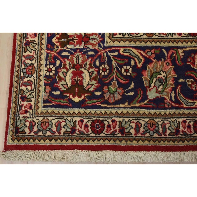 Tabriz Rug 10’2” X 11’5” Red Wool Vintage Traditional Hand-Knotted Carpet For Sale - Image 12 of 15