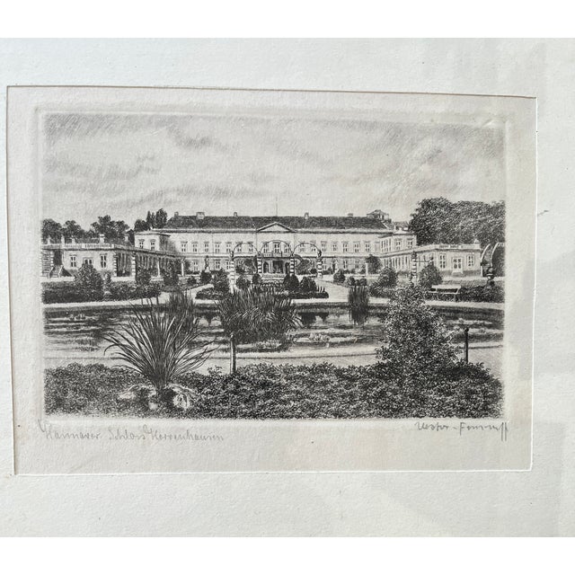 Wester-Fomm, Hannover Schloss Herrenhausen, 1909, Etching, Framed, in Good conditions. Designed before 1890