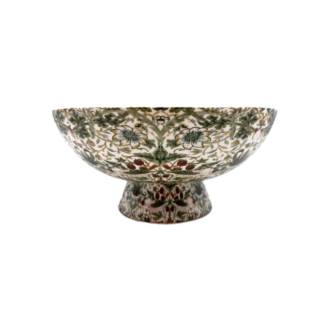 Ceramic Morris & Co. Strawberry Thief 11" Diam Porcelain Pedestal Bowl For Sale - Image 7 of 8