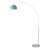 1960s Morelli Mid Century Floor Lamp - Modern Arc Lamp, Satin Nickel Steel, Pool Blue Dome Shade, Dimmable For Sale