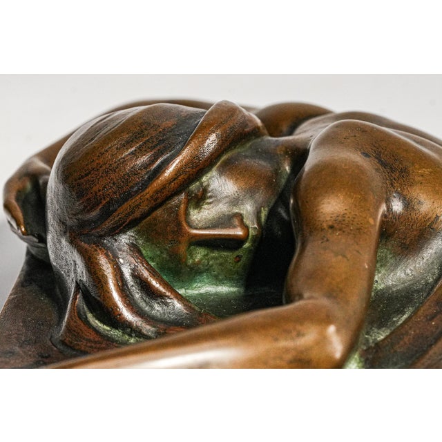 Bronze High Relief Female Figure Sculpture Antique Art Nouveau Bronze Paperweight A. Förster & Co. Wien Austria Desk For Sale - Image 8 of 16