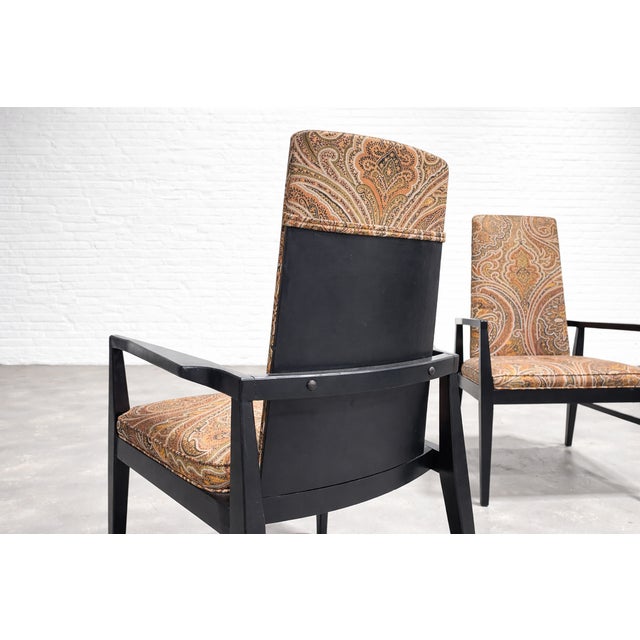 Wood Mid Century Modern Paisley Ebonized Chairs, Set of Three For Sale - Image 7 of 8