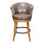 Brown Leather Swivel Bar Stool With Wooden Legs and Footrest For Sale