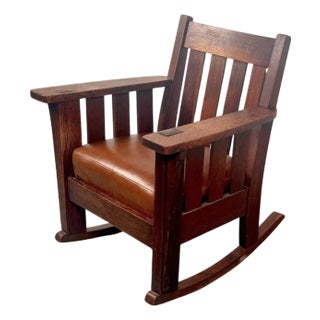 Antique Mission Oak Rocking Chair For Sale