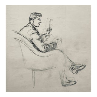 1900 George Tobin Drawing of a Seated Man For Sale