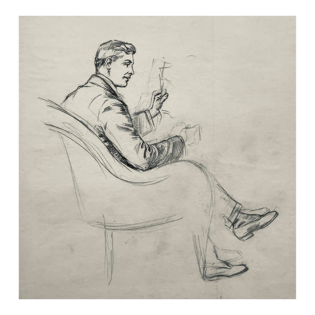 1900 George Tobin Drawing of a Seated Man For Sale