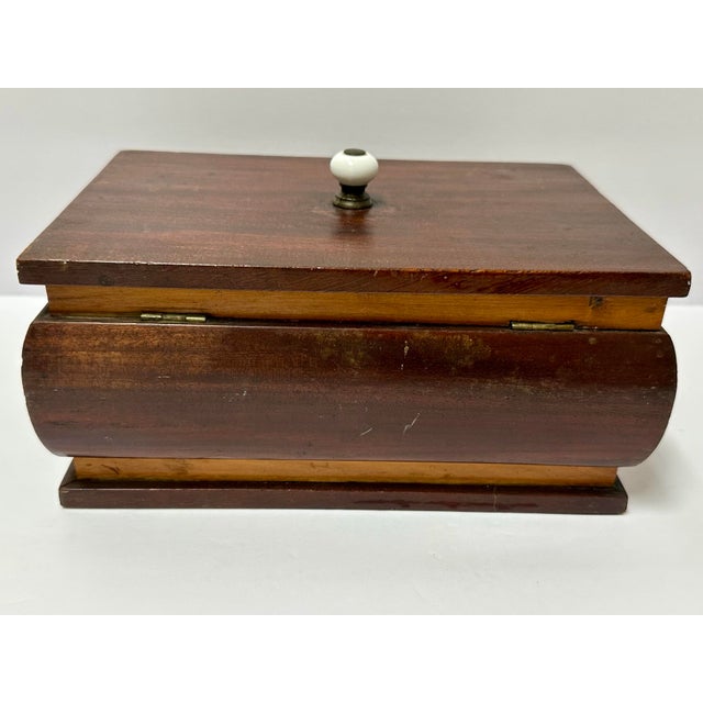 Antique Mid-Late 19th Century Wood Victorian Tea Caddy With Key For Sale - Image 4 of 12