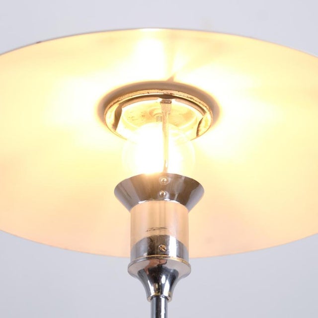Metal Table Lamp with White Metal Shades and Nickel-Plated Frame by Lyfa, 1940s For Sale - Image 7 of 12