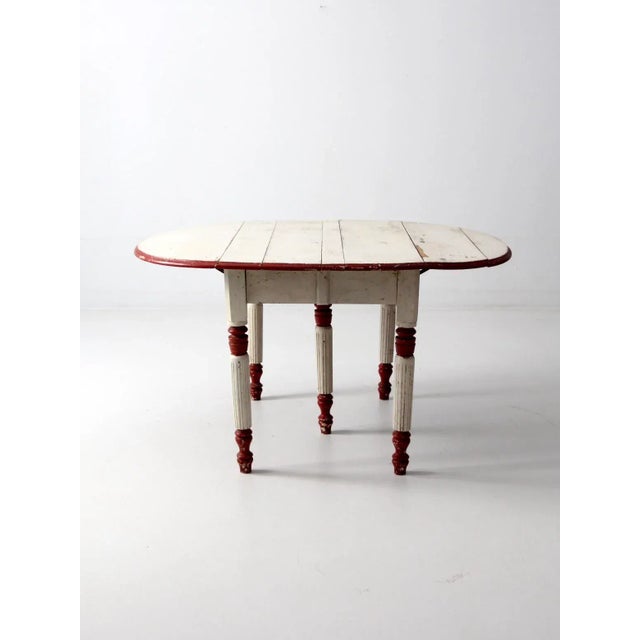 Antique White Antique Drop Leaf Table For Sale - Image 8 of 11