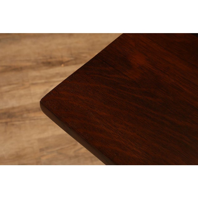 Mission Gustav Stickley Mission Oak Trestle Library Table For Sale - Image 3 of 14
