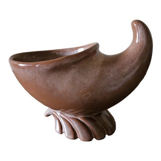 Vintage Brown Frankoma 575 Cornucopia Planter/Vase For Sale