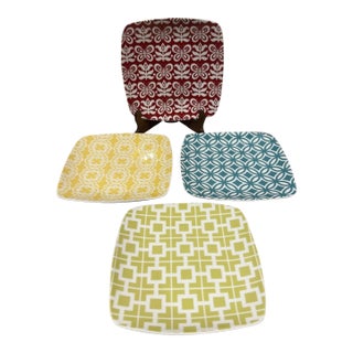 1990s Fitz & Floyd Color Accent Square Salad Plate -Set of 4 For Sale