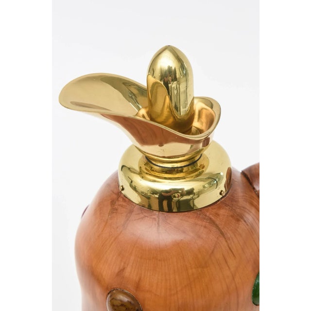 Wood Vintage Italian Wood Resin, Brass Decanter /Jug Style of Aldo Tura Barware Restored For Sale - Image 7 of 9