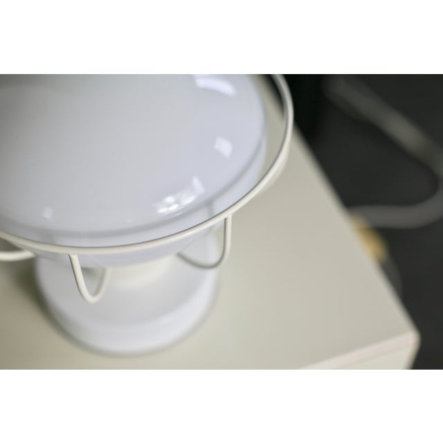 White Lacquered Metal and Glass Globe Lamp, 1980s, in Very Good conditions. Designed 1980 to 1989 European Plug (up to...