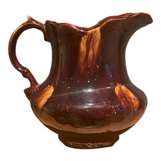 Antique Late 19th Century Rockingham/Bennington Brown Glazed Pitcher For Sale