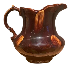 Antique Late 19th Century Rockingham/Bennington Brown Glazed Pitcher