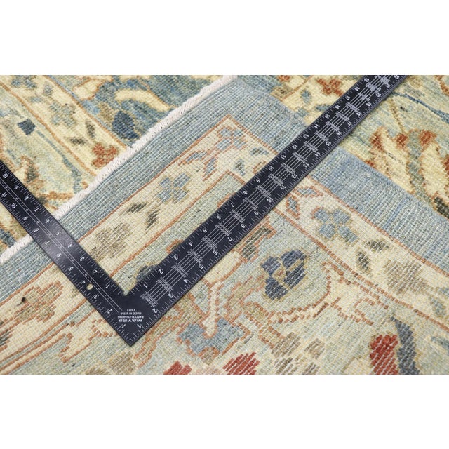 Cerulean Modern Azure Turkish Sultanabad Rug, 09'03 X 12'03 For Sale - Image 8 of 12