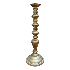 Circa 1920 Large Antique Brass Candle Holder