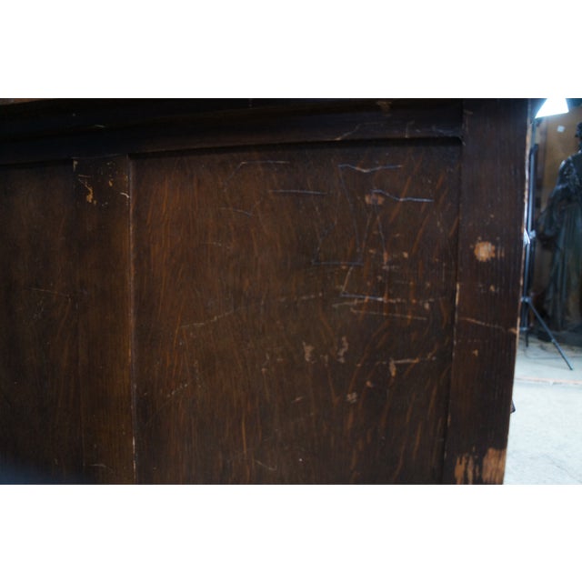 Antique Oak Executive School Teachers Office Library Writing Desk 54" For Sale - Image 13 of 15