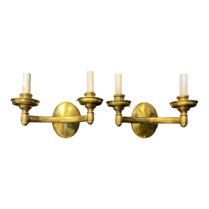 Pair of 1920 Caldwell Gilt Bronze Sconces 2 Lights