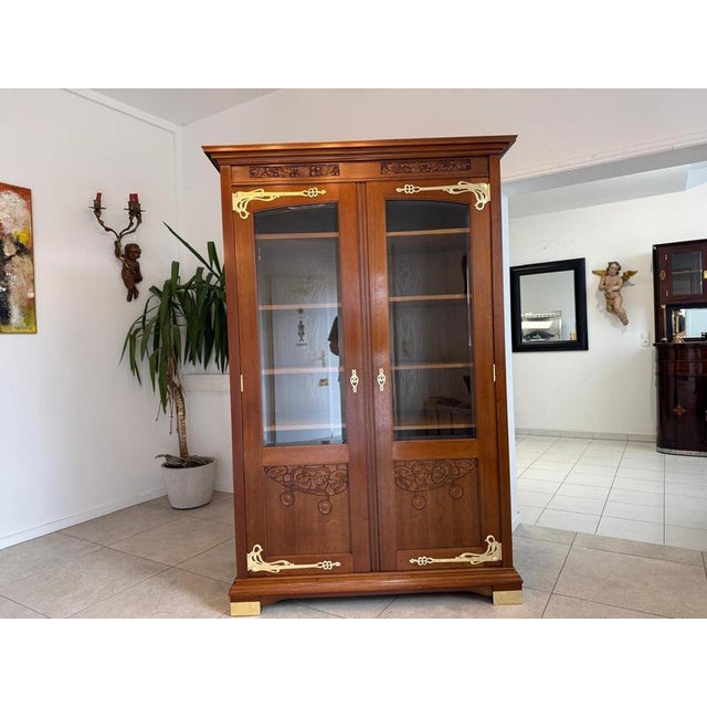 Original Art Nouveau Bookcase/Library Cabinet, Restored. Dimensions: Height x Width x Depth 200 x 133 x 61 cm. This...