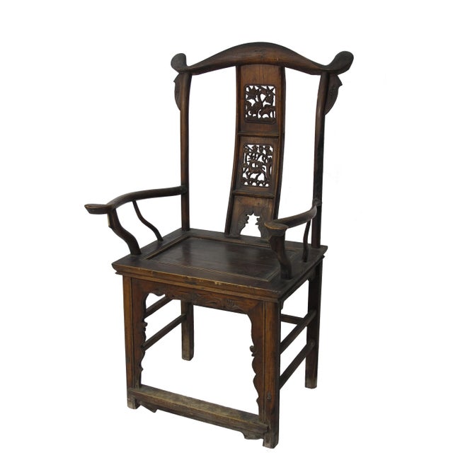 Wood Antique Chinese High York Back Armchairs - a Pair For Sale - Image 7 of 13