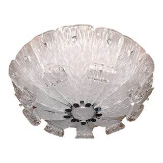 Murano Glass Mid Century Modern Flush Mount Chandelier 1980s For Sale