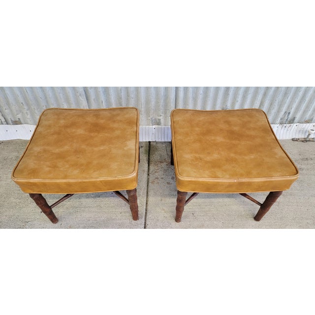 Solid Turned Mahogany Footstools Circa. 1950's - a Pair | Chairish