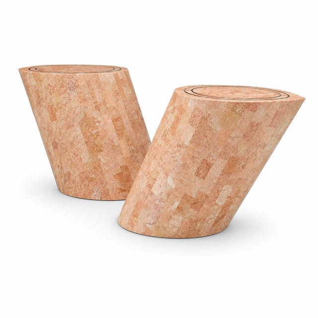 1980s Maitland-Smith Tessellated Stone Angular Pedestal For Sale