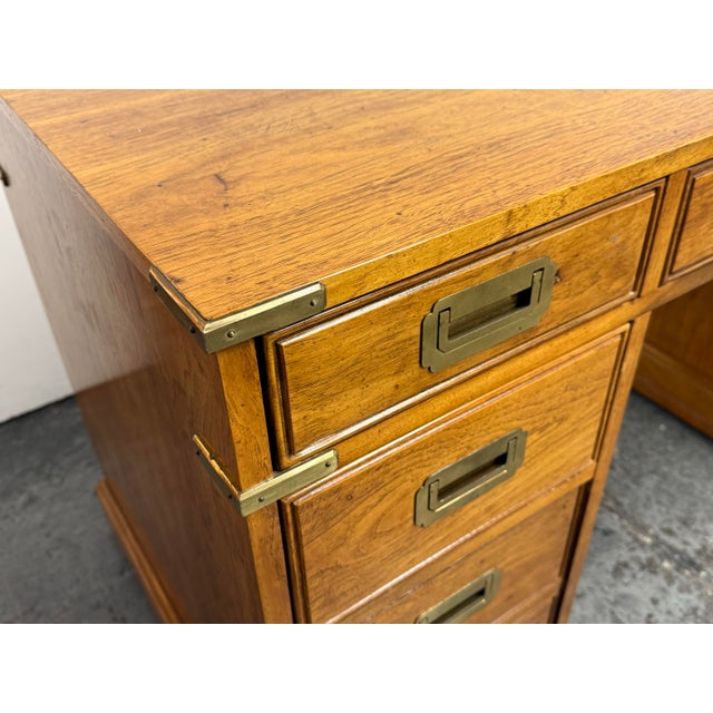 Brown National Mt. Airy Campaign Oak Desk, Vintage For Sale - Image 8 of 12