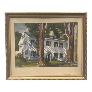 1940s Watercolor of a Cottage in Kennebunkport Maine For Sale