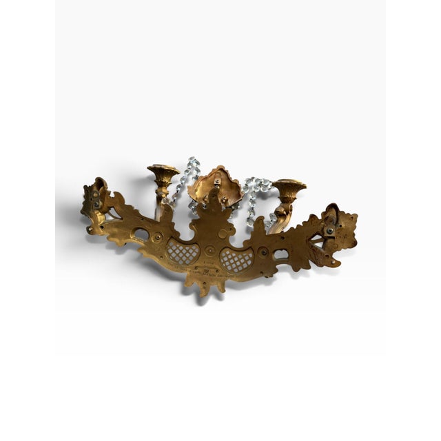 Mid 20th Century Vintage Homco 4002t Hollywood Regency Gold Triple-Arm Wall Sconce For Sale - Image 5 of 6