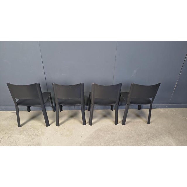 Black Vintage Black Leather Dining Chairs, Italy, 1980s, Set of 4 For Sale - Image 8 of 17