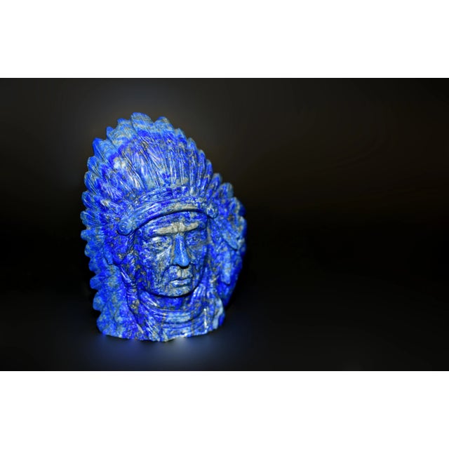 Lapis Lazuli American Indian Chief Statue For Sale In Los Angeles - Image 6 of 12
