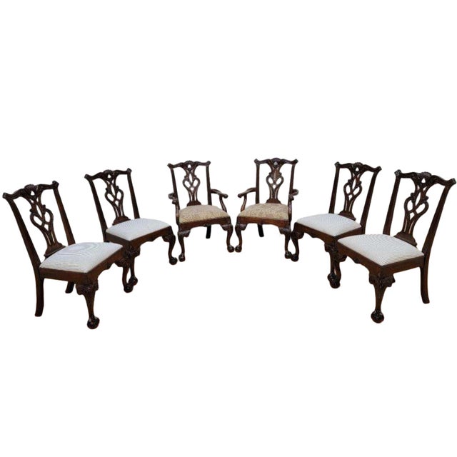 Wood Vintage Chippendale Style Dining Chairs by Henredon - Ritterhouse Collection - Set of 6 For Sale - Image 7 of 7