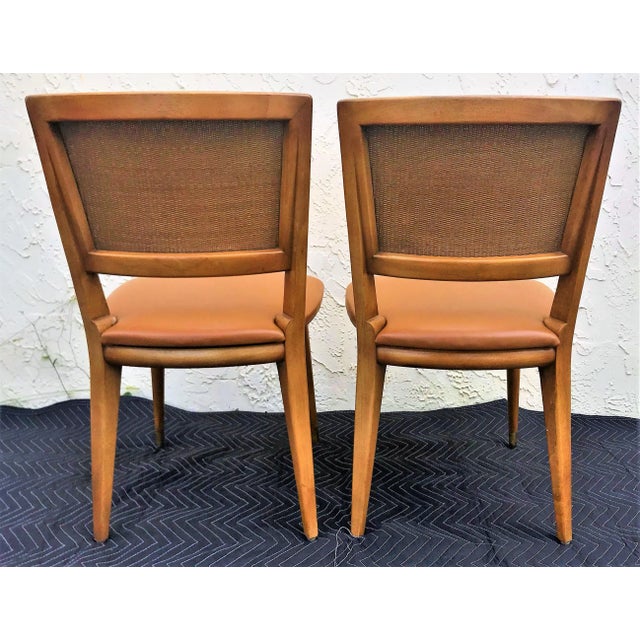 Mid-Century Modern William A. Berkey for John Widdicomb Walnut Side Chairs With Faux Leather Seats - A Pair For Sale In West Palm - Image 6 of 12